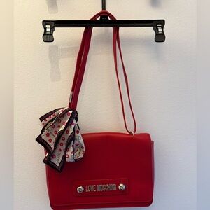 Love Moschino Red Crossbody with Scarf Accent